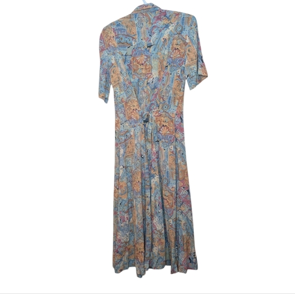 Vintage 90s Fairset Button Down Printed Short Sleeve Dress Womens 10 - Picture 2 of 8